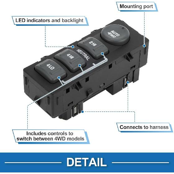 4WD Transfer Case Wheel Drive Selector Switch Wheel Drive Switch for Chevrolet Avalanche 1500 2500 Tahoe