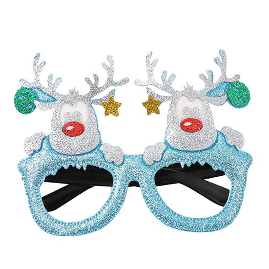 huaqianguhh Christmas Glasses, Glitter Holiday Party Glasses Frames, Santa Hat Tree Snowman Bear Funny Eyeglasses for Favors