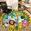 1pc Jungle Friends Chair Carpet for Office, Round Polyester Mat, Indoor Decor for Office, Easycare Fabric, Washable Non-slip Area Carpet