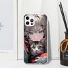 Anime Girls Cute Black Cat Phone Case For Iphone 17 Air 16 15 Plus 16E 14 Pro Max 13 Mini 12 11 7 8 SE Fundas Soft Back Cover 17