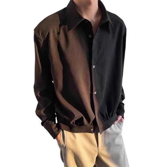 

Мужская рубашка с лацканами, длинный рукав, однобортная рубашка, весенняя однотонная тонкая верхняя одежда, быстросохнущая L чёрный