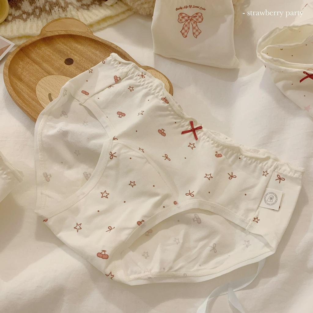 Girl Spring and Summer Cartoon Cute Strawberry Rabbit Cotton Long Crotch Antibacterial Hip Briefs