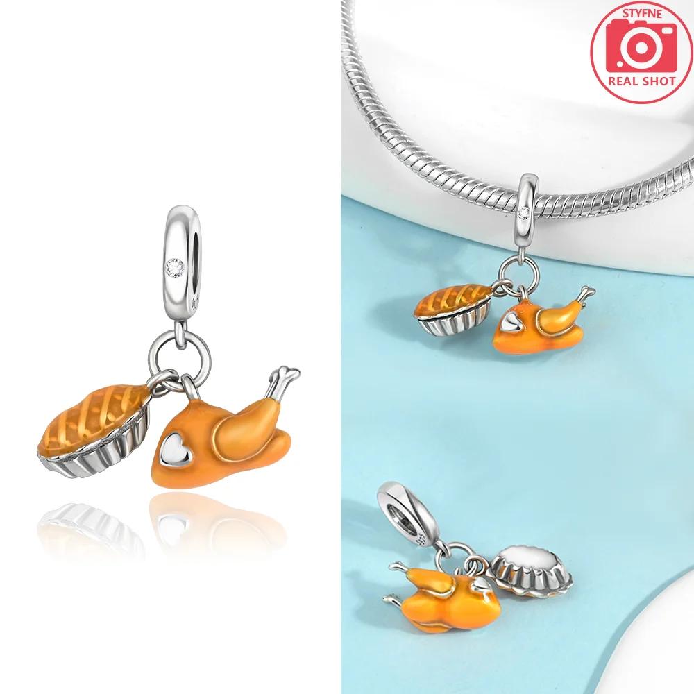 Charms Copper Original French Fries Pizza Wine Bottles Gummy Candies Beads Fit Bracelet Jewelry Women Diy Necklace Gift