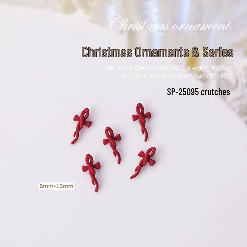 5-Piece Christmas Nail Art Set: Metal Bows, Tree, Santa, Bells, Pearls