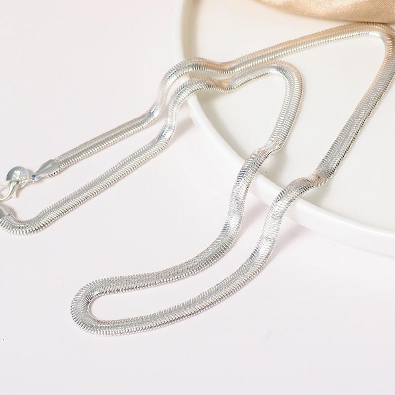 16/18/20/22/24 Inch 6MM Flat Snake Bone Chain Necklace Women Men Wedding Fashion Jewelry Charm Gifts