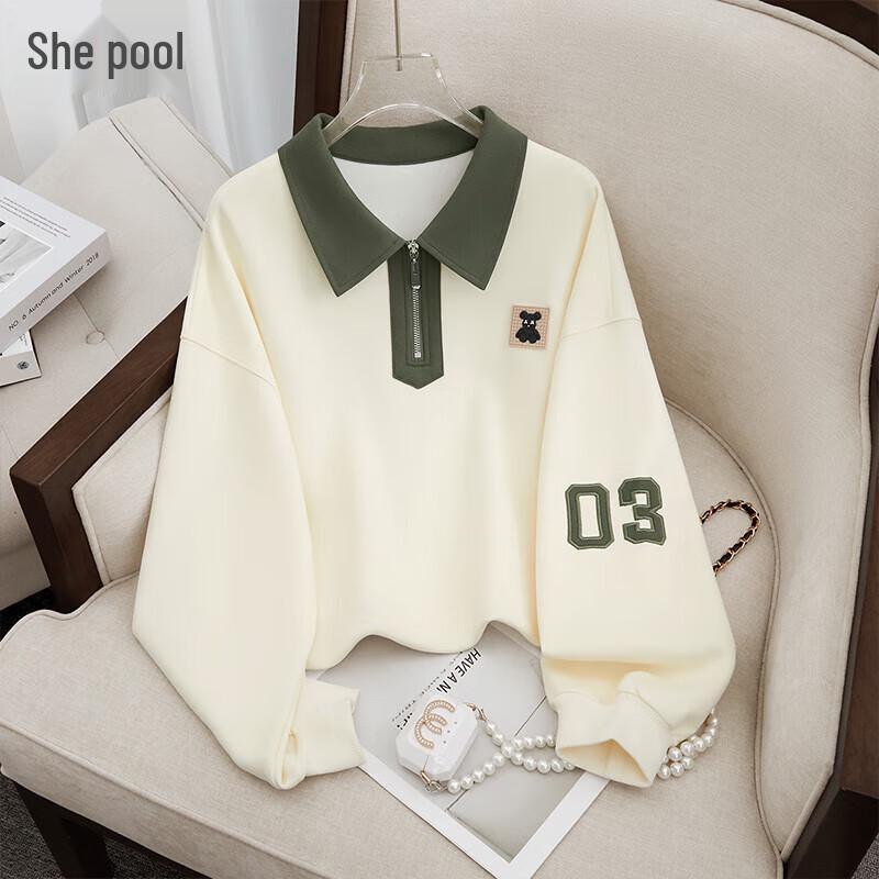

Women s Academy Style Color Block Lapel Sweatshirt M