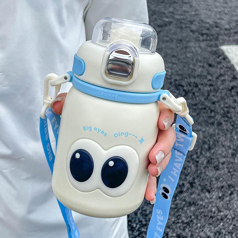 

Kawaii детский термос, милый студенческий термос для детского сада, портативный термос для мальчиков и девочек, изоляционная чашка для питья с соломинкой With 3D Stickers