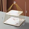 Elegant White & Gold 2-Tier Pyramid Stand