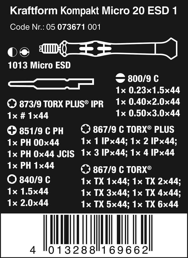 Wera 1013 Craftform Micro ESD Screwdriver Set (073671)