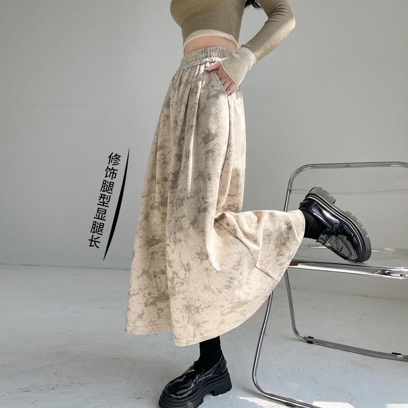 Handu Yishe 2025 Spring/Autumn Retro Ink Wash A-line Skirt
