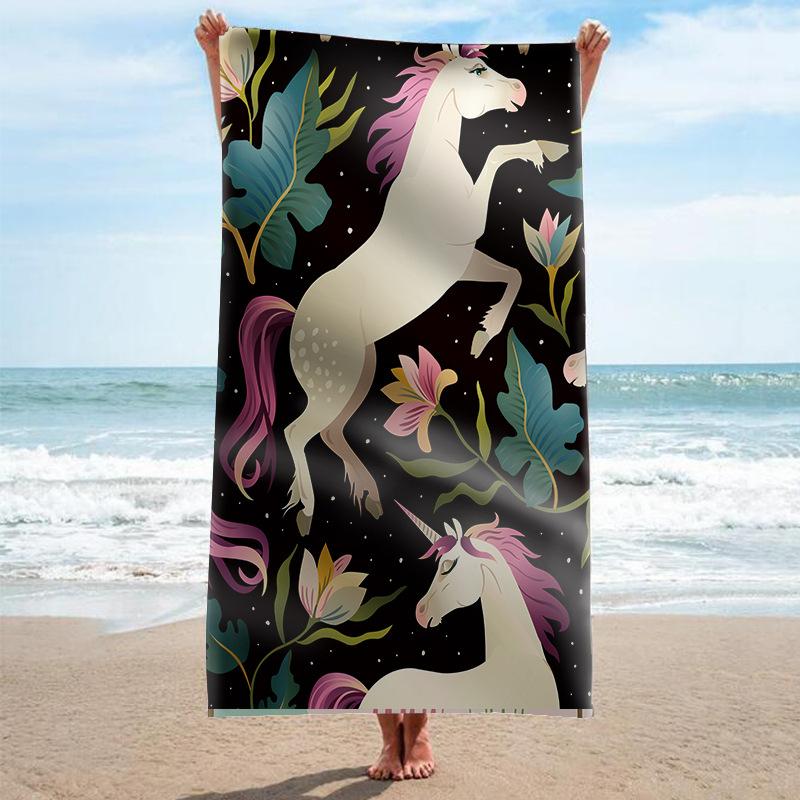 

Microfiber Unicorn Beach Towel Cute Animal Bath Towel Absorbent Towels for Pool Swim Bathroom Sport Girl Quick Dry Beach Blanket W30*H60(CM)