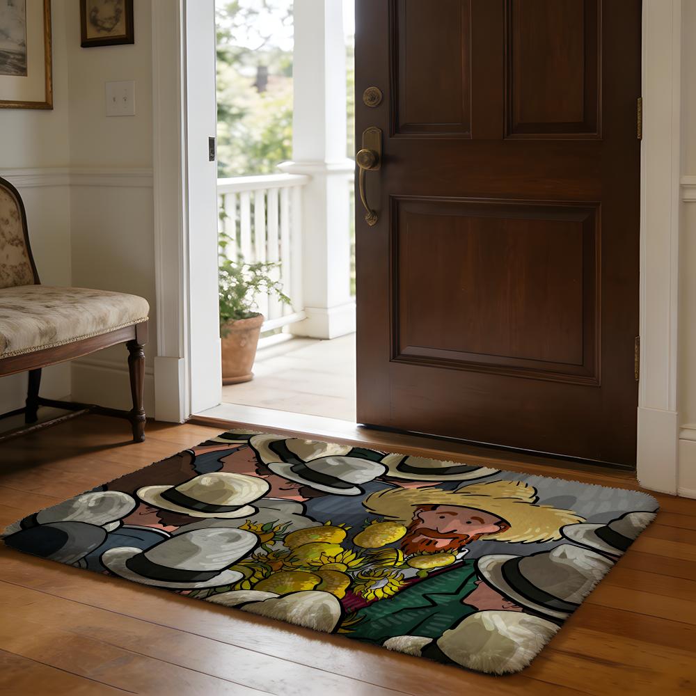 

Floor Mat Soft Flannel Rug Non Slip Absorbent Mat for Bathroom Bedroom Home Decor V Van Gogh Art 50x80cm