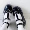 Japanische Lolita Damenschuhe mit dicker Sohle und runder Spitze: Süße Harajuku Soft Girl Lederpuppen-Schuhe