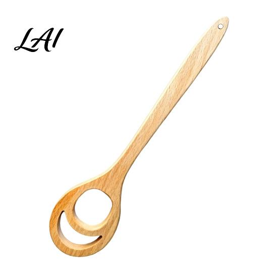 Home Baking Accessory 12 Inch Wooden Danish Dough Whisk Long Handle Sourdough Whisk with Hollow Ring Non Slip Natural Wood Beater Mixer Bread