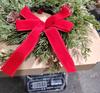 Pre-Lit Artificial Christmas Wreath,  Artificial Christmas Garland For Front Door With Red Bow, Cones, Red Berries,