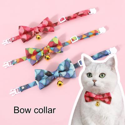 Kedi Tasması Ayarlanabilir Güvenlik Tokalı Sevimli Baskılı Fiyonk Süslemeli Giydirme Boyun Takısı Evcil Hayvan