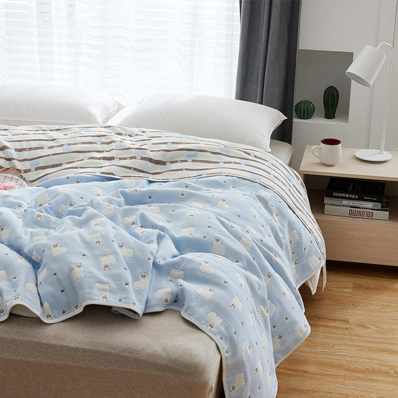 Six-layer Cotton Gauze Towel Quilt Single Double Throw Blanket Couch Autumn Winter Cover Quilt Kindergarten Kids Napping Small Cover Blanket