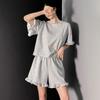 New Arrivals Open Run Women Frill Short Sleeve Crop Tee And Culotte Shorts Set