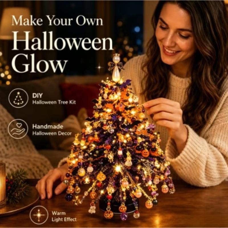 Diy Beaded Christmas Tree Kit – Crystal Bead Holiday Craft Set With Led Lights, Home Decor Gift For Adults & Kids