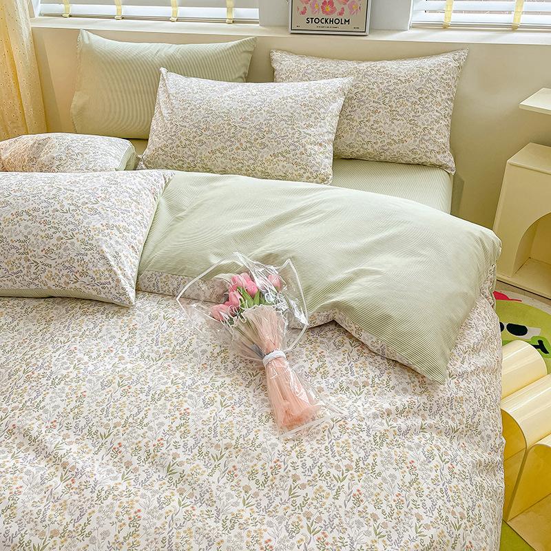 

Комплект из четырех предметов из чистого хлопка, счет 60, утолщенное постельное белье из чистого хлопка, комплект из трех предметов, длинноволокнистый хлопок, небольшой свежий пододеяльник, простыня на подгонке. 1.8m bed sheet 4pcs