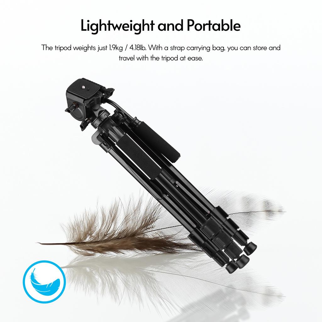 Andoer TTT-005 Stativ i aluminiumslegering Væske Hydraulisk kulehode Maks. Høyde 65 tommer Maks.