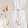 2Pcs Floral Elastic Curtain Tiebacks, No Drill Universal Size Woven Band for Drapes, Window Holdbacks