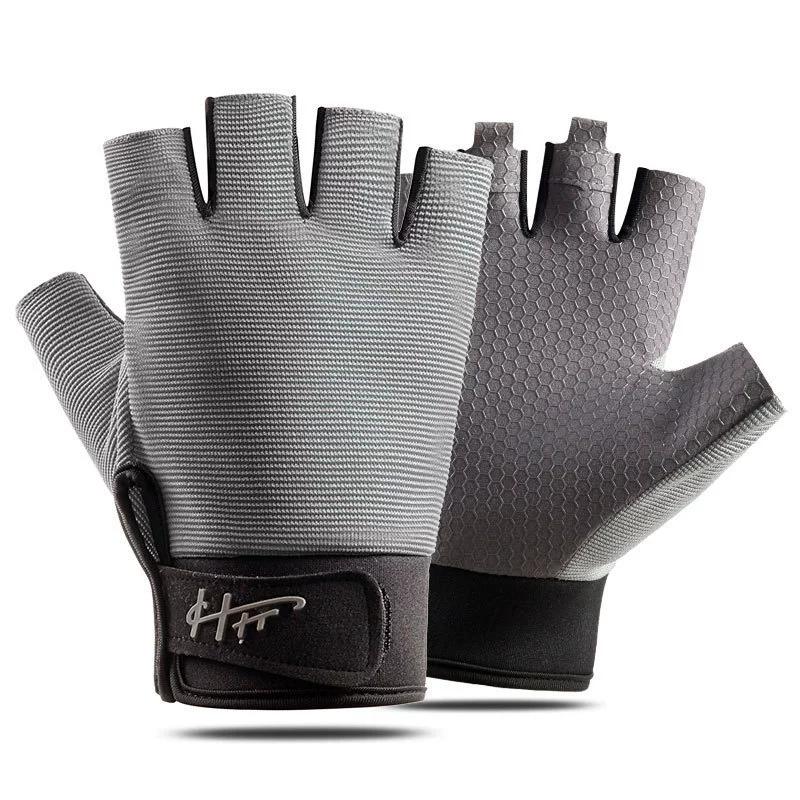 

Half Finger Anti-slip Sports Gloves for Cycling Gym Fishing Outdoor L сірий