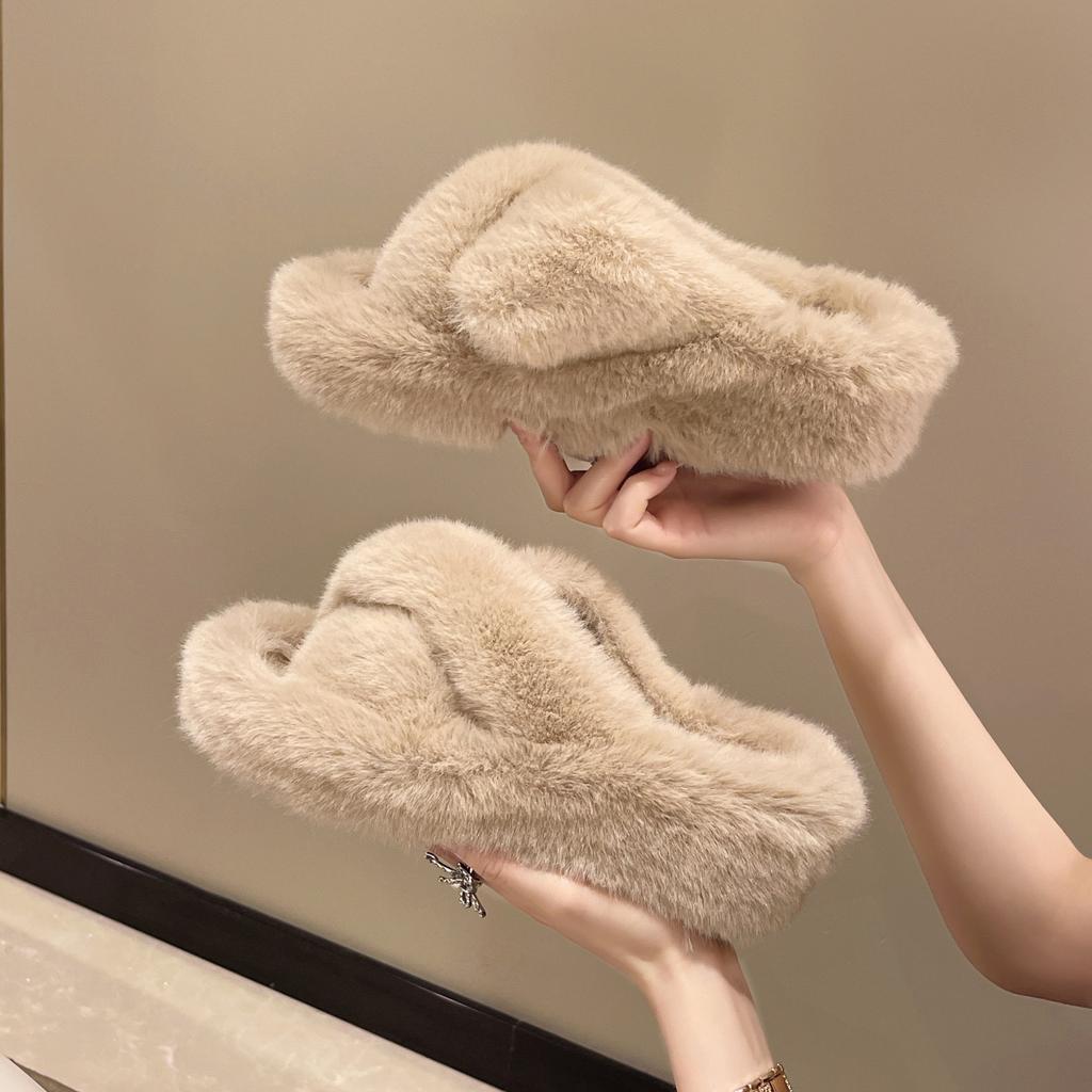 Zhuoyu Mao Mao Slippers Women's New Spring and Autumn Premium Sense External Wear Muffin Thick Bottom Maternity Cotton Slippers