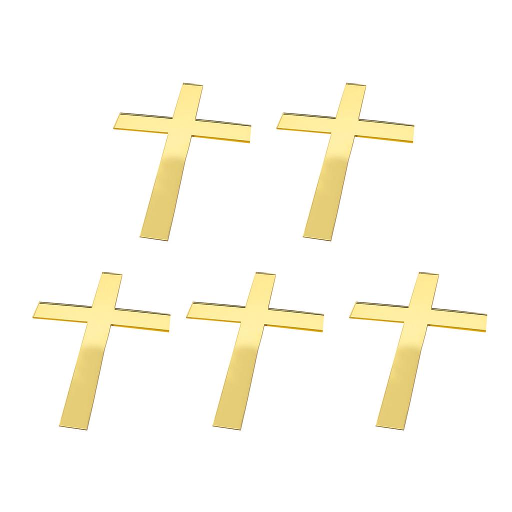 5pcs Cross Acrylic Cake Toppers Christmas Party Household Accessory for Restaurant Dining Table Dessert Decoration