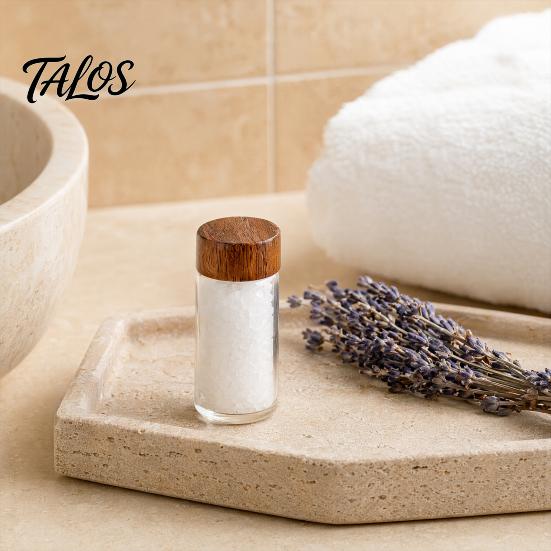 Talos Glass Mini Storage Jar, with Wood Lid, Moisture Proof Portable Small Container, for Coffee Beans Tea Sugar Spices Kitchen Organizer