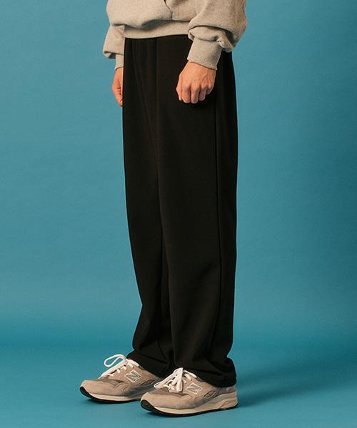 KOLEAT [Fleece Ver.] Men Winter Elastic Waist Wide Slacks Pants [Black] Winter Pants Ver.
