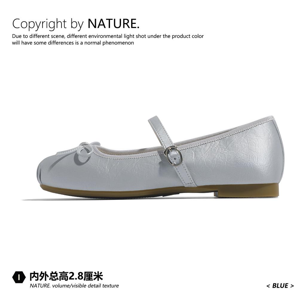 Gentle French Mary Jane Shoes Women's 2025 Summer Comfortable Inner Height Increase Bow Word with Casual Ballet Style Shoes