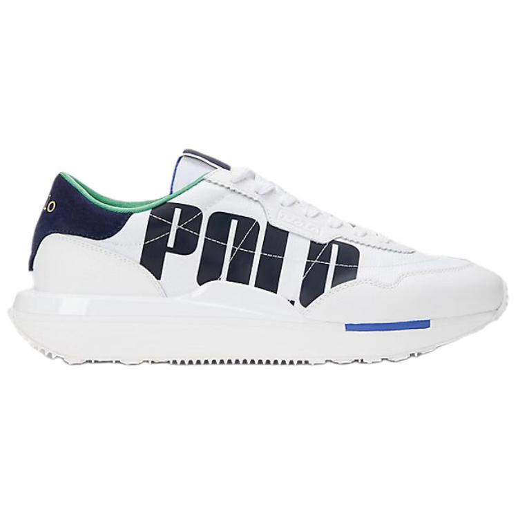 Polo Ralph Lauren Train 89 Leather Logo Round Toe Low Top Casual Shoes Men sneaker White 100048542WHITE/MULTI