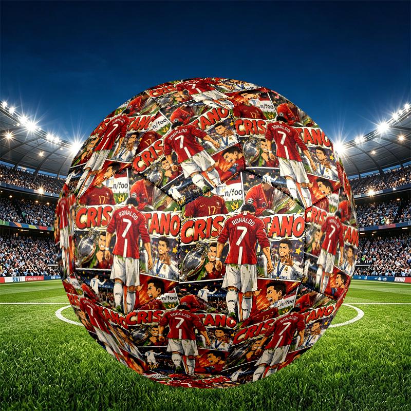 Cristiano Ronaldo Print Size 5 Soccer Ball, PU Wear Resistant Football for Match Training and Daily Practice, Birthday Gift for Soccer Fans