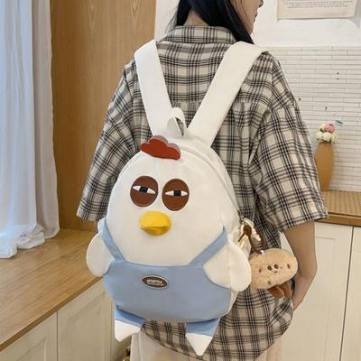 Avec Pendentif Poulet Sac à Dos en Nylon Grande Capacité Dessin Animé Sac à Dos pour Étudiants Voyage