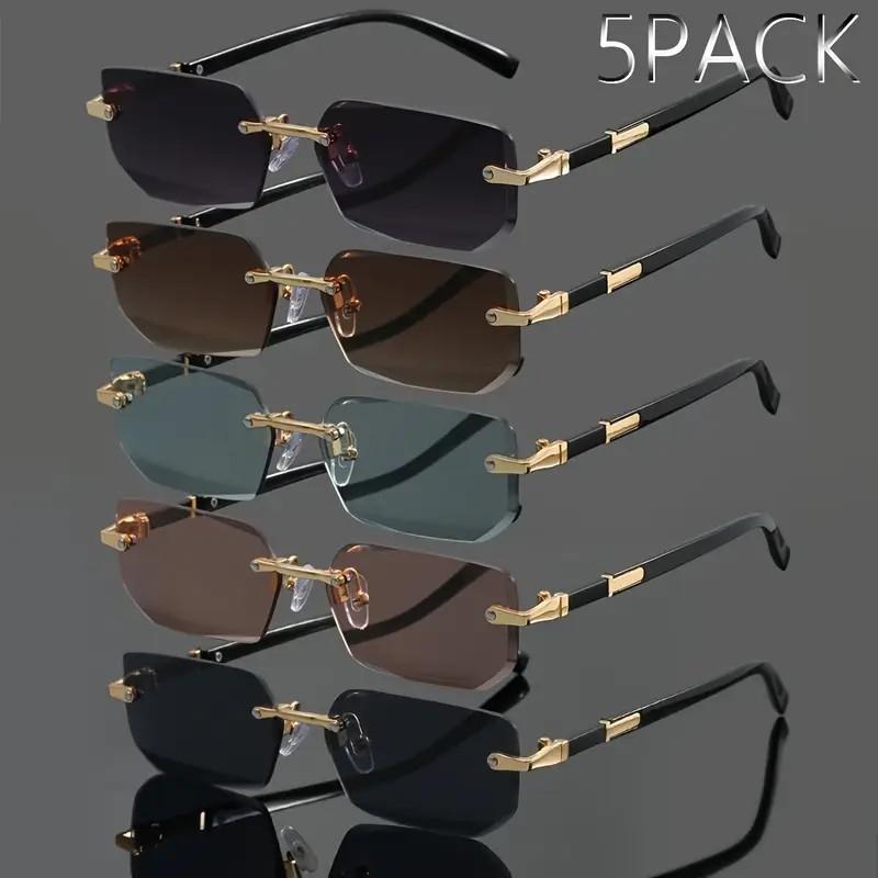 5pcs Metal Fashion Glasses Frameless Square Retro Classic Trendy Stylish Summer Party Holiday Gifts 2333