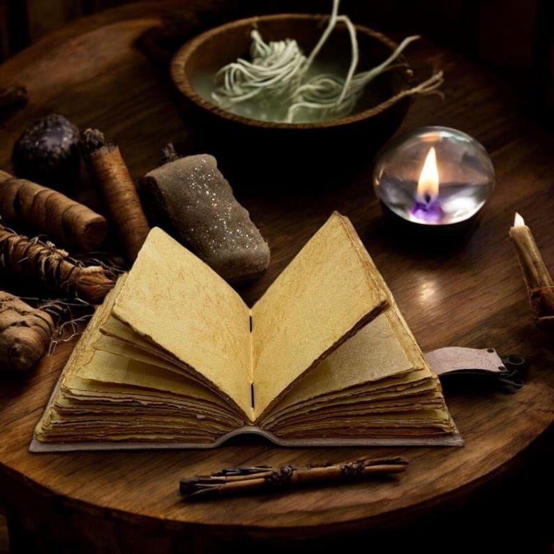 Large Grimoire Vintage leather journal, Tree of Life Fat Journal, Blank spell book of shadows Celestial Gifts For Him Her