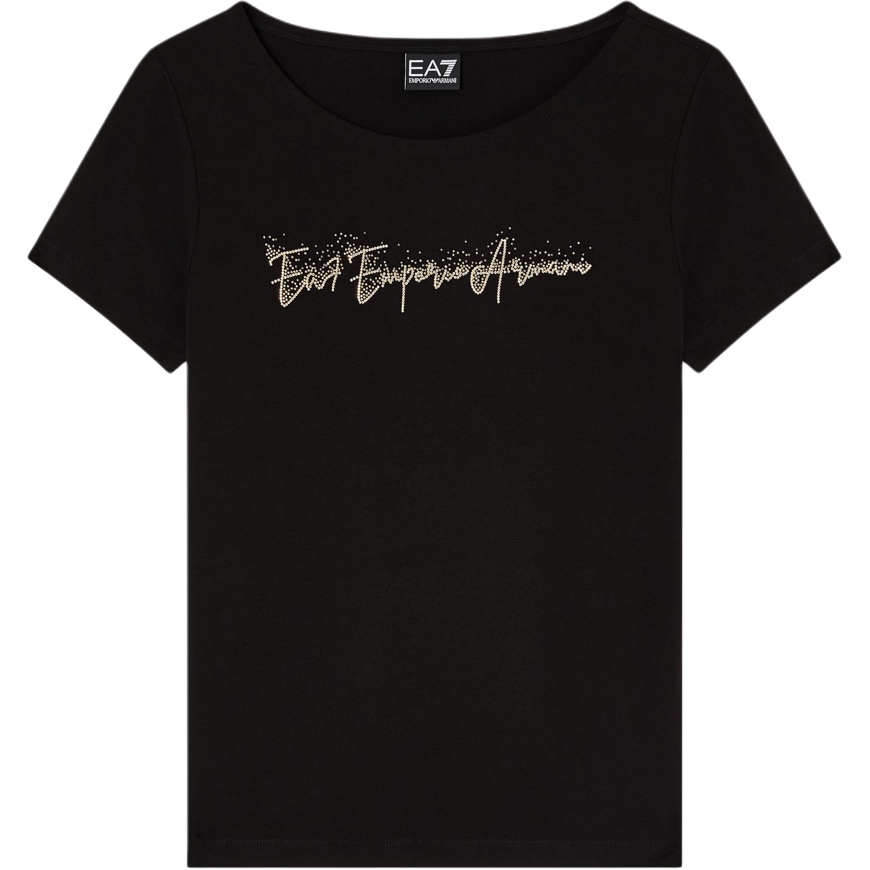 Emporio Armani EA7 Stretch Signature Logo Knit Crew Neck SS26 Regular T-Shirt Women tops 7W000978-AF10373-UC001 XS