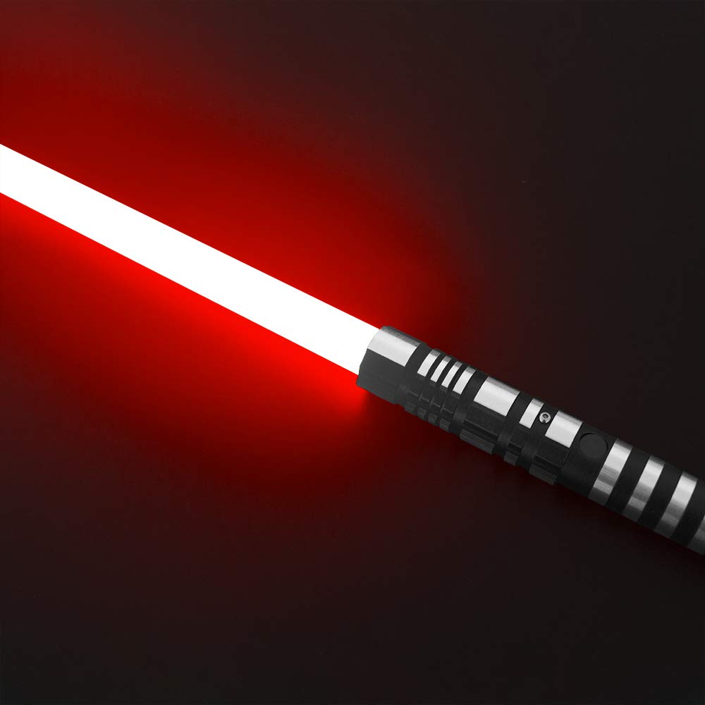 YDD Ghost Premium Force FX Black Series Lightsaber with LED Light and Metal Aluminum Handle, Suitable for Adults, Realistic Dueling (Red)