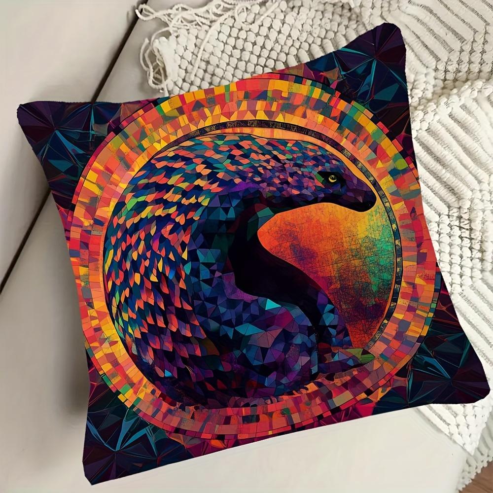 Vibrant Geometric Panther Pillowcase Throw Cushion Cover Square 40x40cm Bohemian Modern Abstract Accent Decor for Sofa Bed Livin