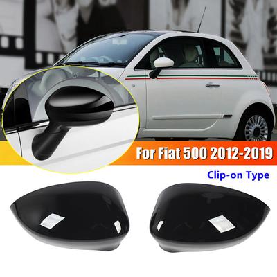 For Fiat 500 2007 2008 2009 2010 2011 2012- Car Rearview Side Mirror Cover Wing Cap Exterior Door Housing Shell Trim Sticker