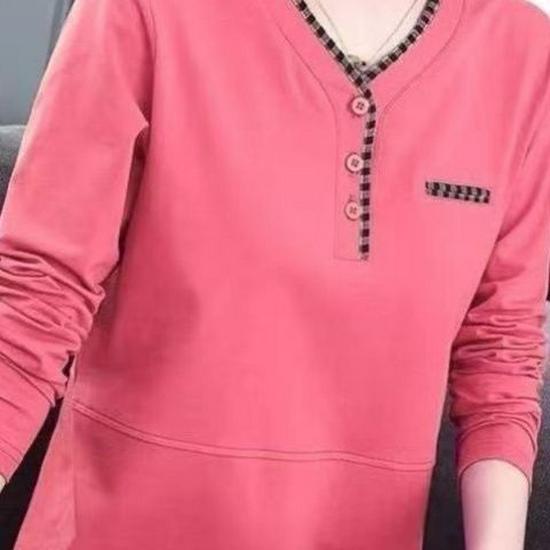 

Korean Mom s 2025 Fashion Long Sleeve Slim Fit Base Shirt 3XL