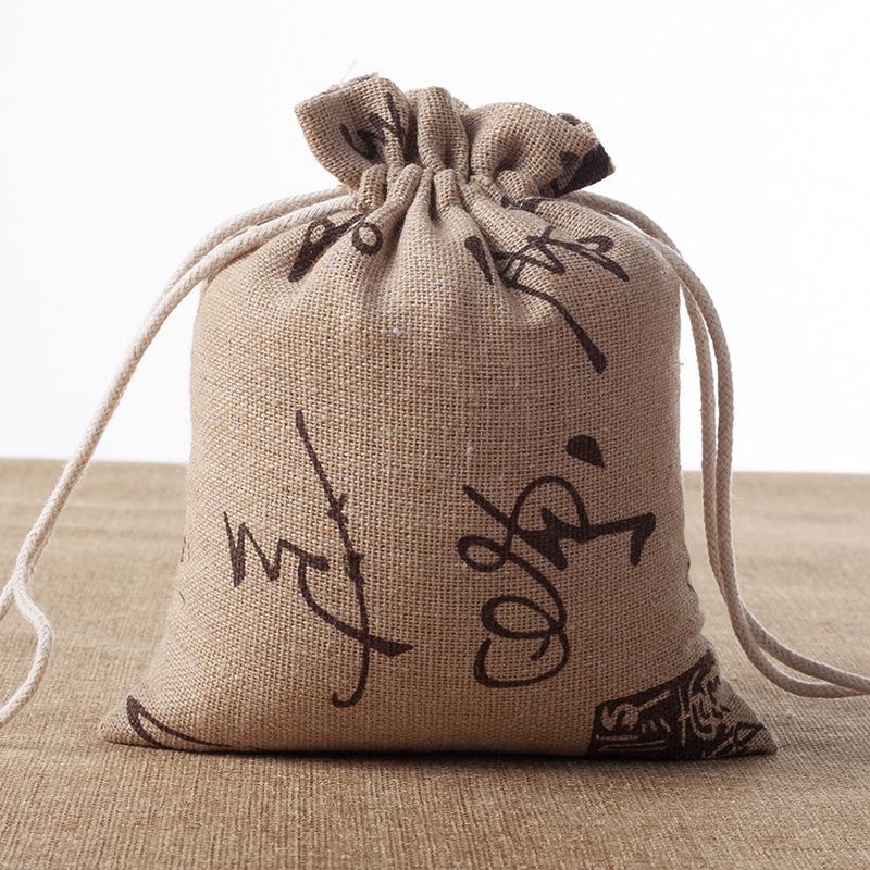 Burlap Jewelry Drawstring Sachets - Handmade Small Wenwan Bags