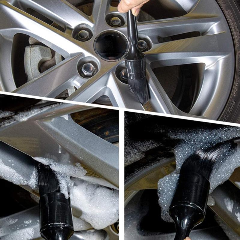 5 Piece Set of High Quality PP Material Detail Brushes Snake Handle Brush for Wheel Interiors and Tight Gaps