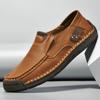 Hand-Stitched Slip-On Leather Loafers | Men Outdoor Casual Flat Low-Cut Shoes Big Sizes