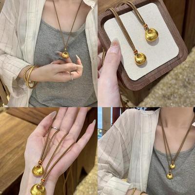 Dripping Oil Fu Character Safety Lock Bag Adjustable Necklace New Chinese Fashion Guochao Sweater Chain Niche Versatile Item Jewelry