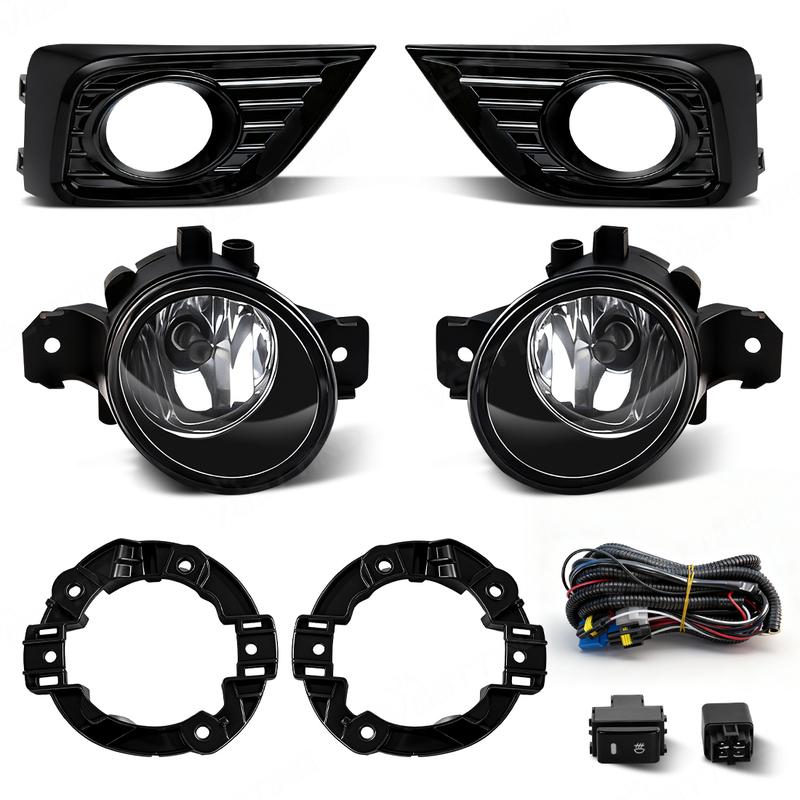 Front Bumper Driving Foglamp Set For Nissan March   Fog Light Assembly With Cover Wire Harness Switch Car Accessories