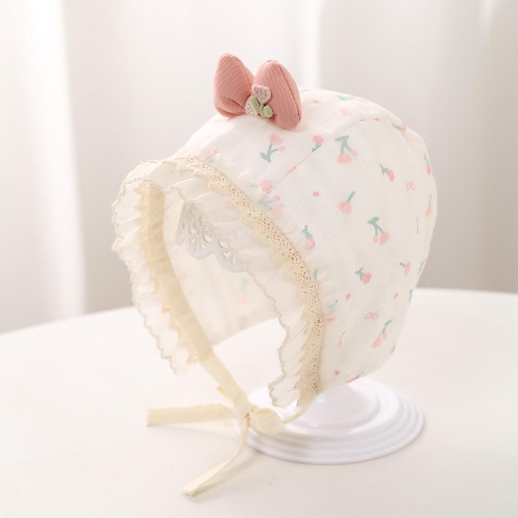 Newborn Girls' Ear Protection Lace Hat, Spring/Summer