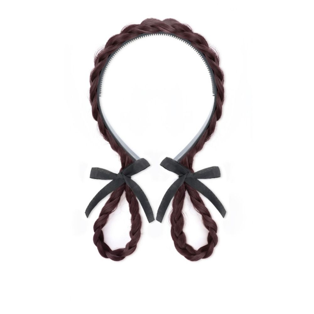 Headdress Twist Braid Wig Bun Cute Lop-Eared Rabbit Bun Bow Braided Headband  Daily