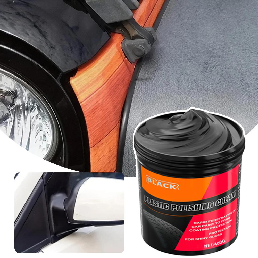 Pâte de Réparation Plastique & Caoutchouc 150g - Polish Cristal Noir pour Rayures de Voiture, Brillant Pneus & Rénovation Intérieure, Anti-Âge & Décoloration Ré